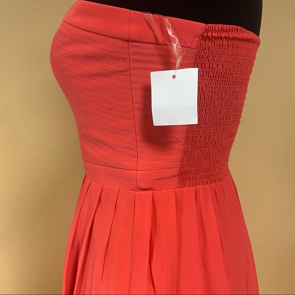 Parker Bayou Dragon Fruit Coral Strapless Silk Gown Maxi Dress Size S - Picture 7 of 12